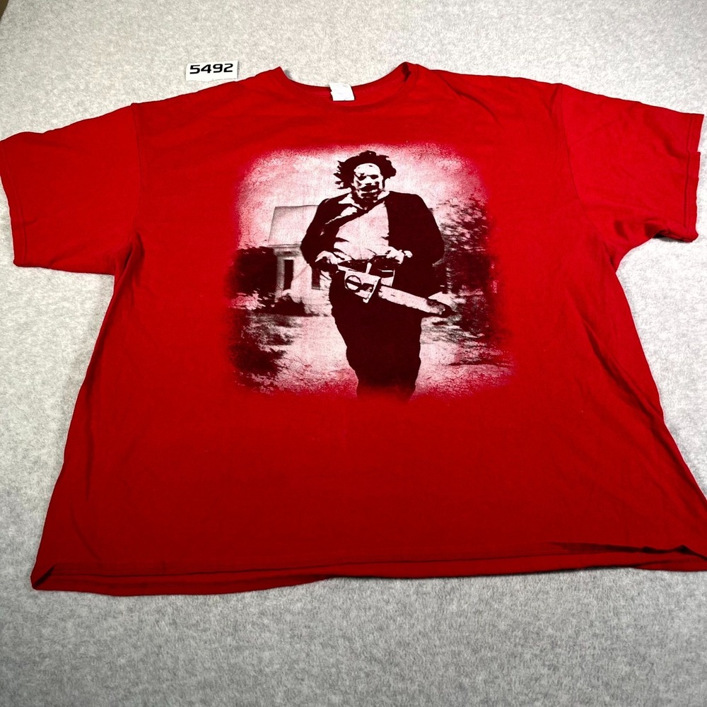 Delta Pro Weight T Shirt Mens 3XL Red Chainsaw Massacre Graphic Print Crew Neck